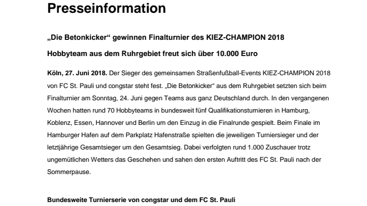 „Die Betonkicker“ gewinnen Finalturnier des KIEZ-CHAMPION 2018