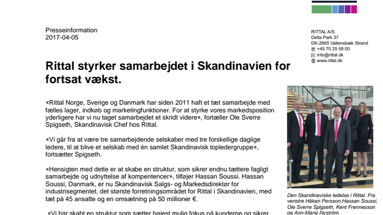 Rittal styrker samarbejdet i Skandinavien for fortsat vækst