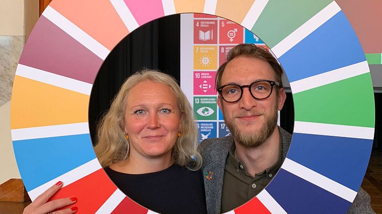 Miljöchef  Erika Fjelkner och Kultur och Fritids utvecklingschef Johan Plambeck deltar i Eslövs kommuns Agenda 2030-utbildning.