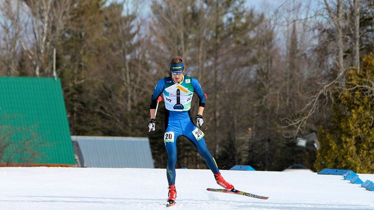 Umeåsonen och landslagsåkaren Erik Blomgren, Umeå OK, tävlar under SM- och världscuptävlingarna i skidorientering i Vindeln, 21 - 26 februari. Foto Mårten Lång/Skogssport.