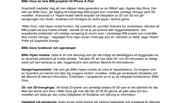 BIMx Docs tar hela BIM-projektet till iPhone & iPad