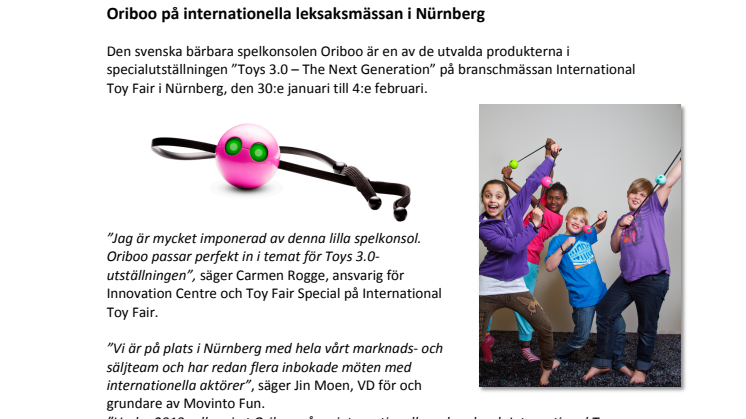 Svenska spelkonsolen Oriboo på International Toy Fair i Nürnberg