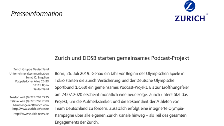 Zurich und DOSB starten gemeinsames Podcast-Projekt  