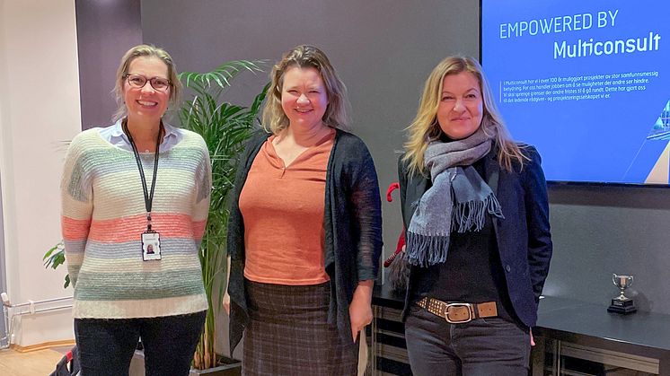 Fornyer samarbeidet: Kristin Olsson Augestad fra Multiconsult og Heidi Hovland Bergfald og Marianne Nilsen Sturmair i Ingeniører Uten Grenser | Foto: Multiconsult