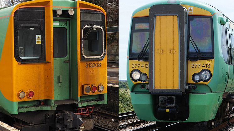 DOWNLOAD BELOW - Out with the old, in with the new: along with a timetable redesign, Southern is replacing 47-year-old Class 313 coastal trains (pictured left) with modern-day Class 377/387 Electrostars (right)
