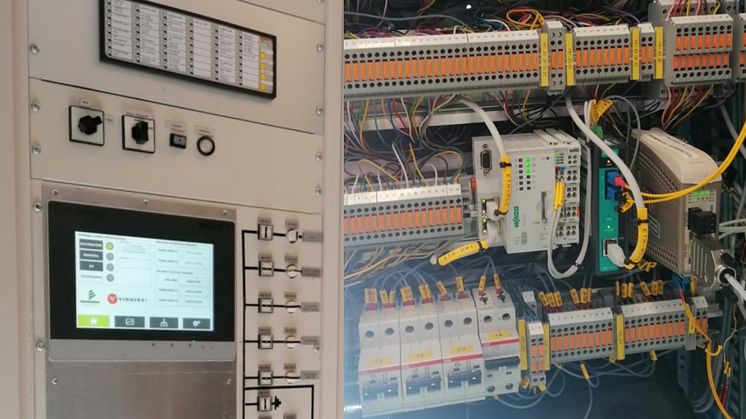 HMI och PLC monterad i kontrollskåpet