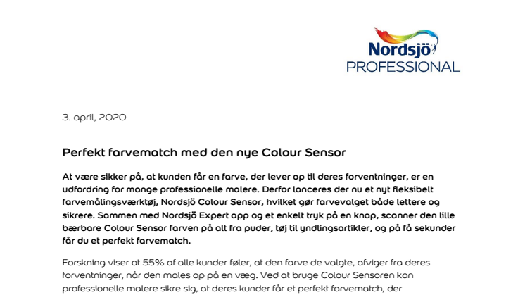 Perfekt farvematch med den nye Colour Sensor