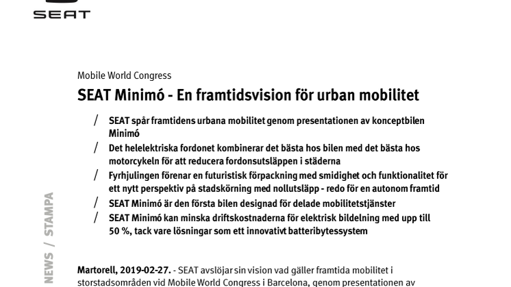 SEAT Minimó - En framtidsvision för urban mobilitet