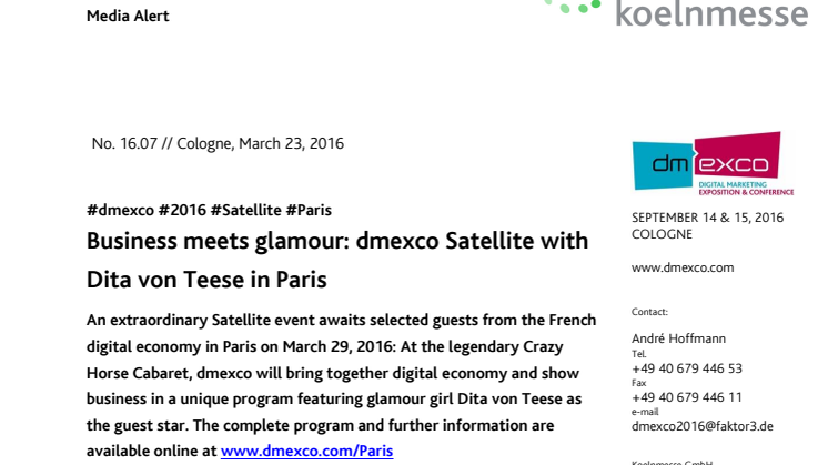 Business meets glamour: dmexco Satellite with Dita von Teese in Paris