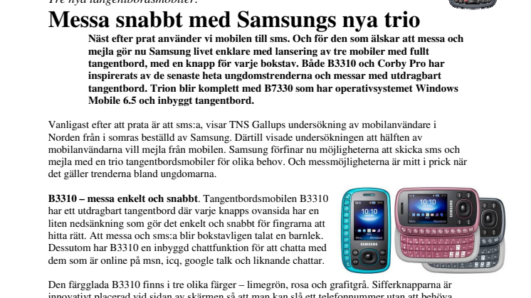 Messa snabbt med Samsungs nya trio