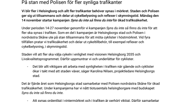 På stan med Polisen för fler synliga trafikanter