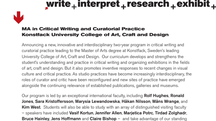 MA in Critical Writing and Curatorial Practice