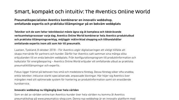 Smart, kompakt och intuitiv: The Aventics Online World