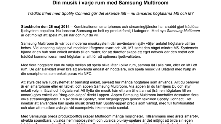 Din musik i varje rum med Samsung Multiroom