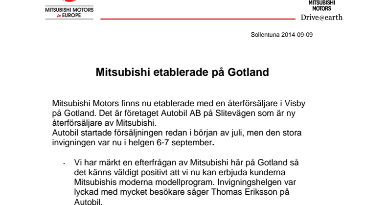 Mitsubishi etablerade på Gotland