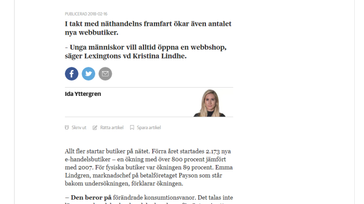 Kraftig ökning av antalet webbutiker