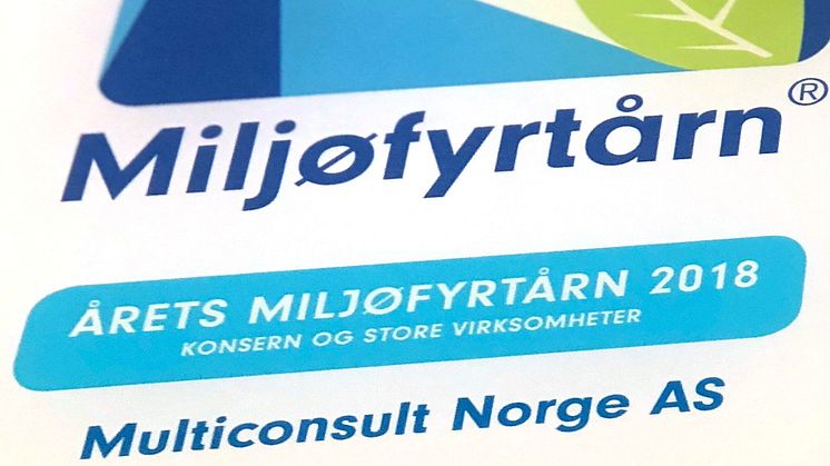 Multiconsult er kåret til Årets Miljøfyrtårn 2018.