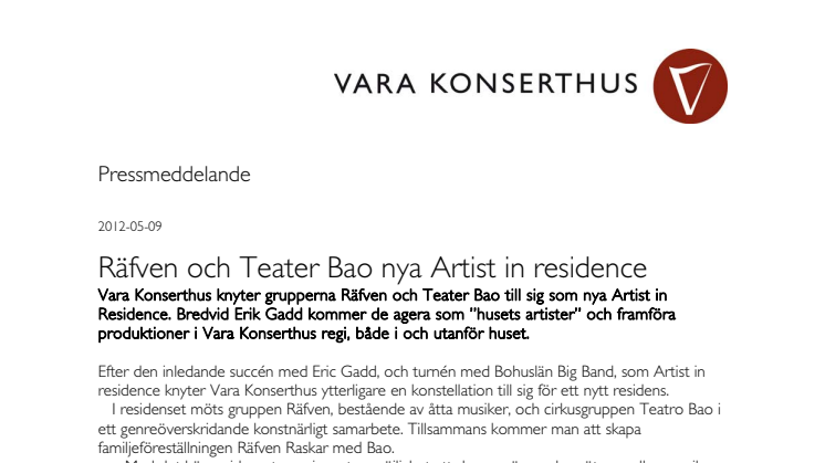 Räfven och Teatro Bao nya Artist in residence
