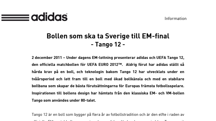Bollen som ska ta Sverige till EM-final - adidas Tango 12
