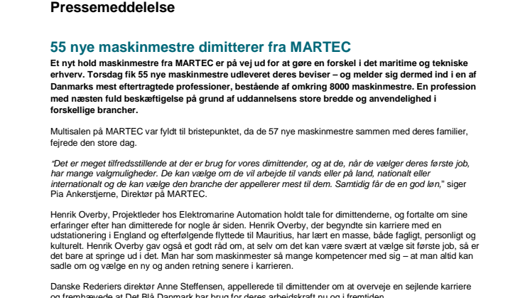 55 nye maskinmestre dimitterede fra MARTEC