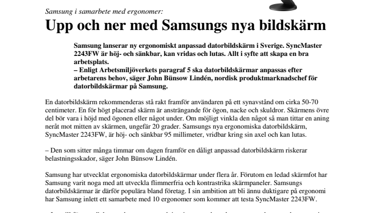 Upp och ner med Samsungs nya bildskärm