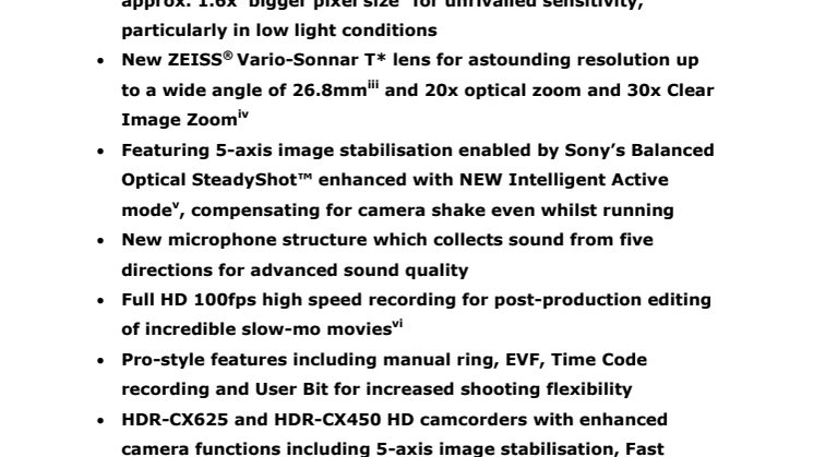 Föreviga de viktigaste ögonblicken med Sonys nya Handycam®-serie 