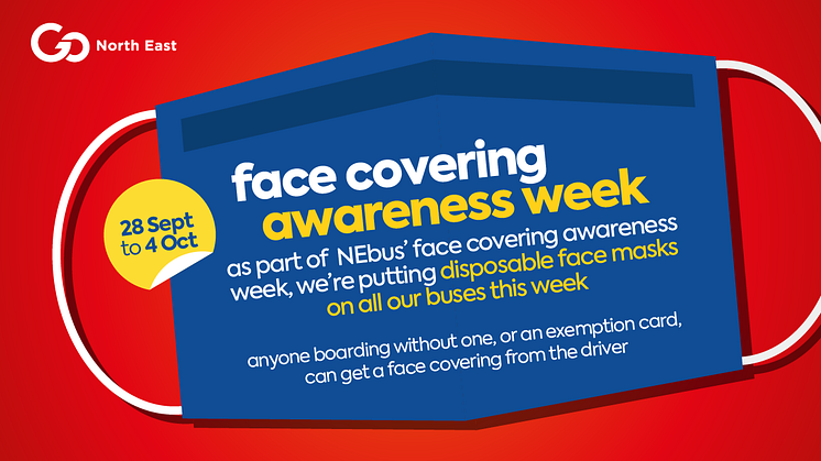 Go North East adds disposable face coverings to its buses as part of NEbus’ face covering awareness week