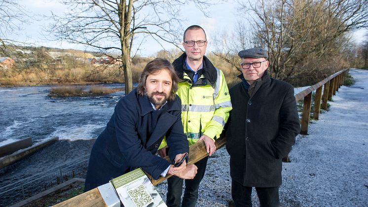 From l-r: Oliver Moss, Northumbria University; Jon Shelley, the Environment Agency; Professor Tom Mordue, Northumbria University