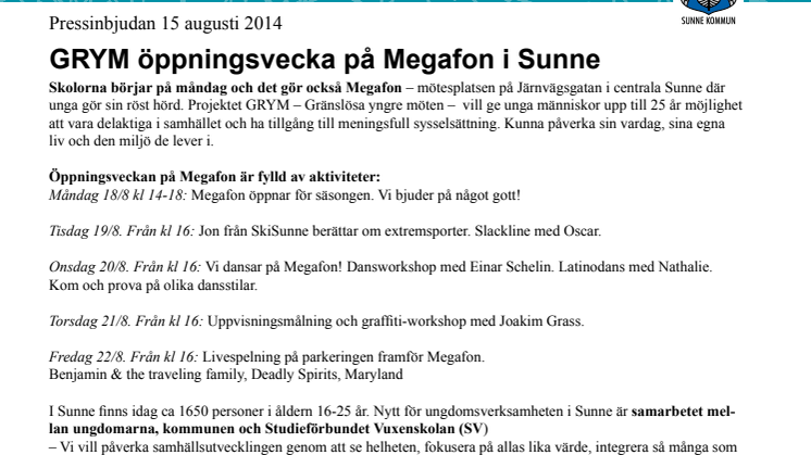 GRYM öppningsvecka på Megafon i Sunne