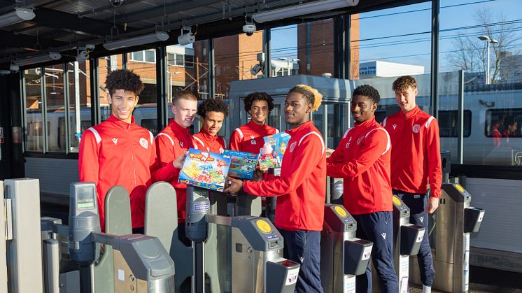 Stevenage FC Academy players help promote the Toy Donation Drive