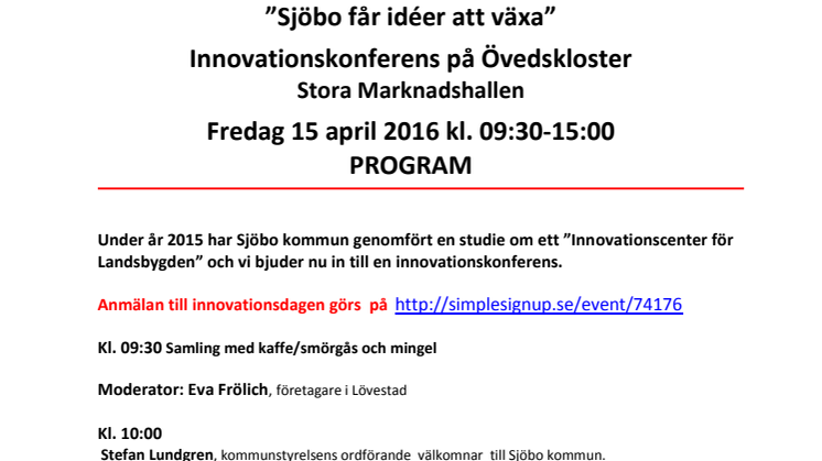 Sjöbo kommun håller innovationskonferens på Övedskloster