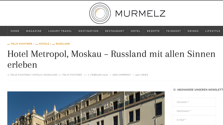 Hotel Metropol Moskau in einem Beitrag vom Murmelz.com