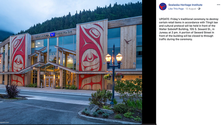 Screenshot of Sealaska Heritage Institute Facebook page