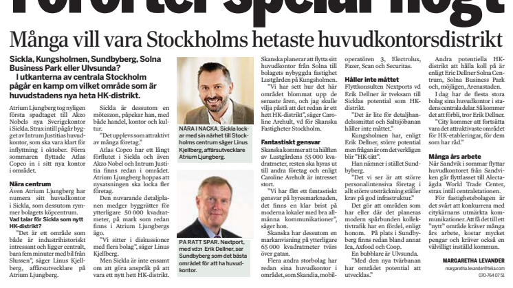 Nextports VD i Dagens Industri om heta HK-distrikt i Stockholm
