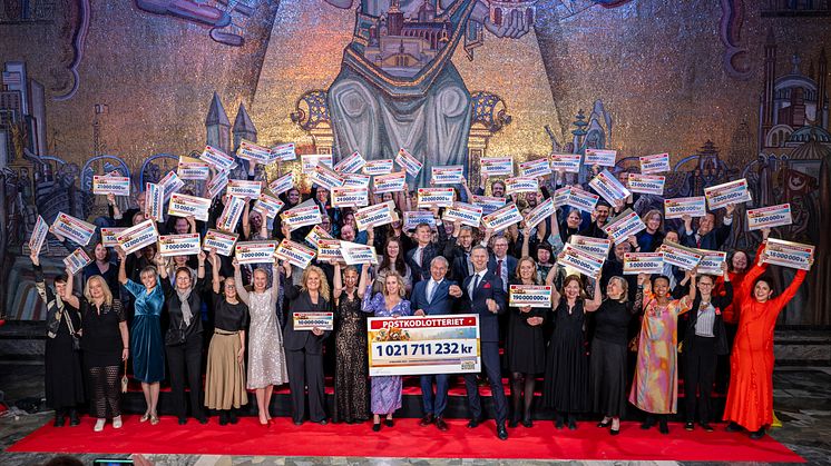 Den 14 mars firades att 61 organisationer fick dela på drygt en miljard kronor till sina verksamheter. Foto Postkodlotteriet.