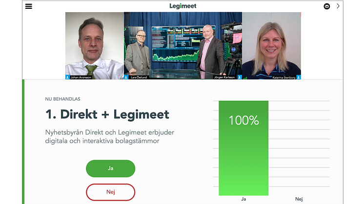 Nyhetsbyrån Direkt och Legimeet erbjuder digitala och interaktiva bolagstämmor