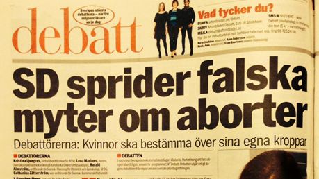 Sverigedemokraterna sprider falska myter om aborter 