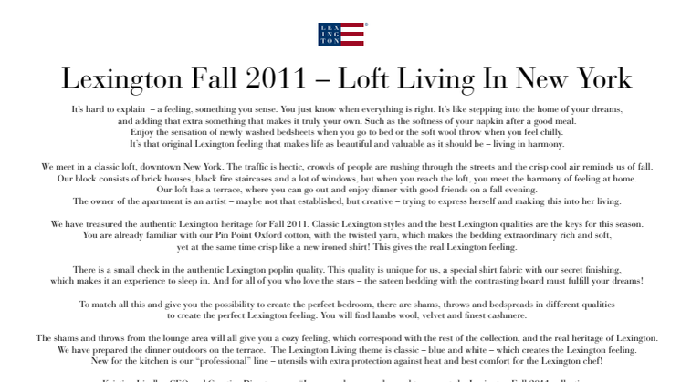 Lexington Home - Fall 2011 Collection