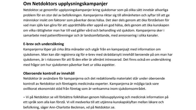 Om Netdoktors upplysningskampanjer