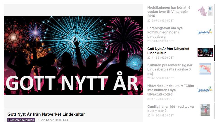 Jul- och nyårshelgernas nyheter från Nätverket Lindekultur - vecka 52/1