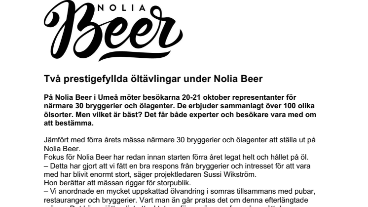 Två prestigefyllda öltävlingar under Nolia Beer