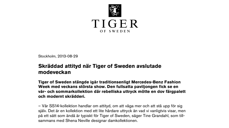 Skräddad attityd när Tiger of Sweden avslutade modeveckan