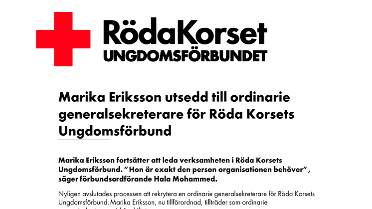 Marika Eriksson utsedd till ordinarie generalsekreterare