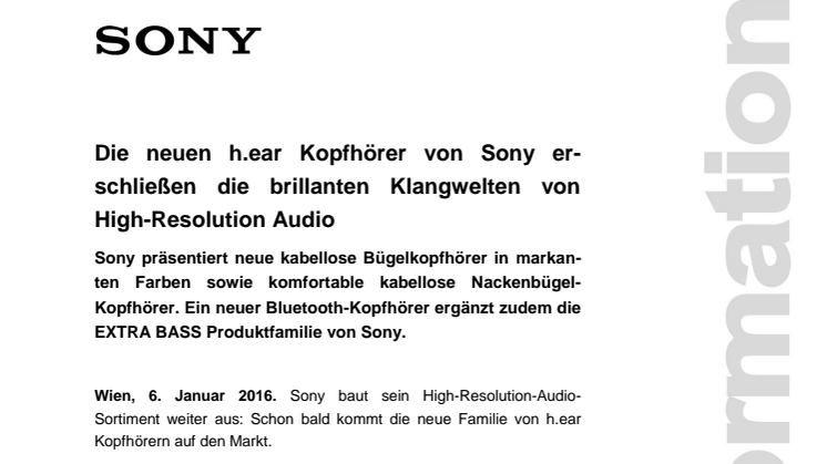 Die neuen h.ear Kopfhörer von Sony erschließen die brillanten Klangwelten von High-Resolution Audio