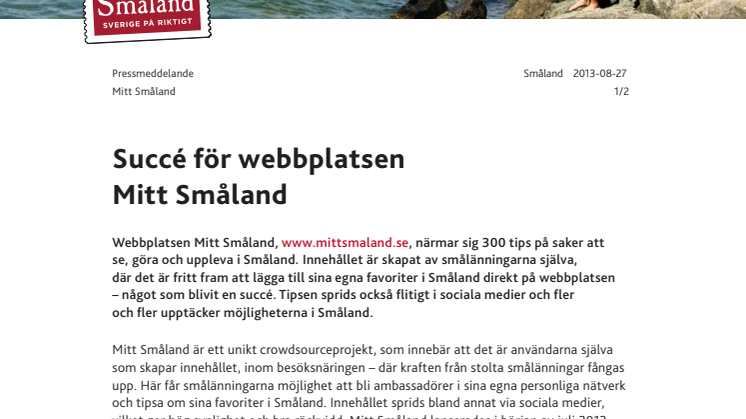 Succé för webbplatsen Mitt Småland
