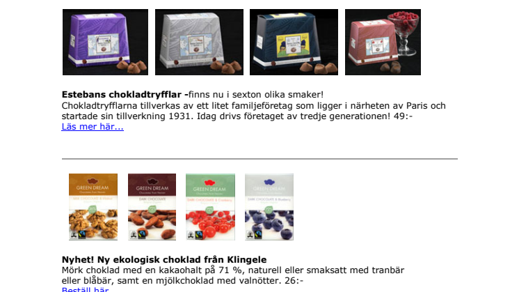 Nyhetsbrev mars 2009 från Chokladbutiken.se & Lakritsbutiken.se