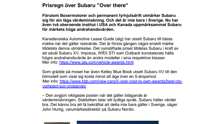 Prisregn över Subaru ”Over there”