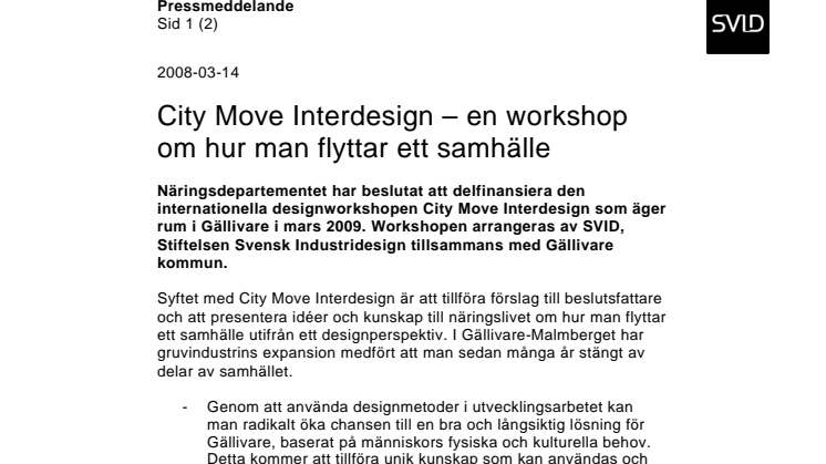 City Move Interdesign – en workshop om hur man flyttar ett samhälle