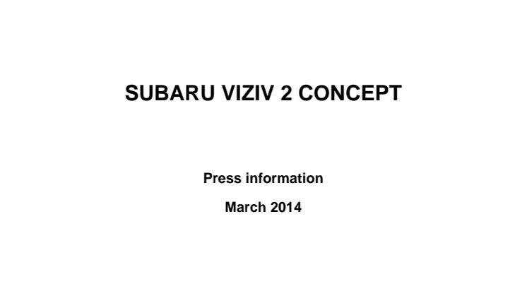 Verdenspremiere for Subaru VIZIV 2 Concept i Genève
