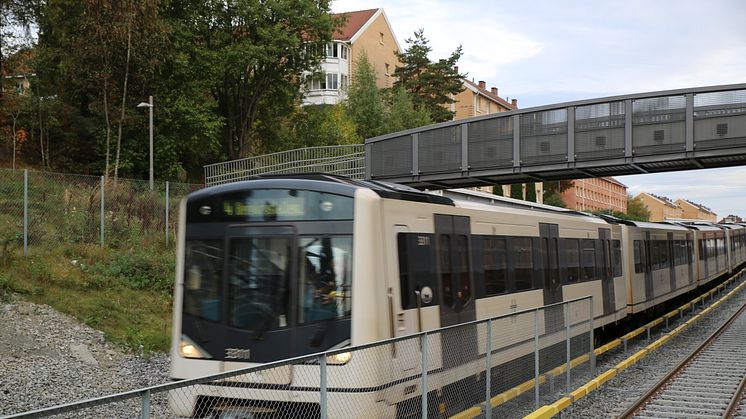 Nå dobles avgangene på T-banen til Bergkrystallen,  avganger hvert 7,5 minutt mellom kl. 7 og kl.19